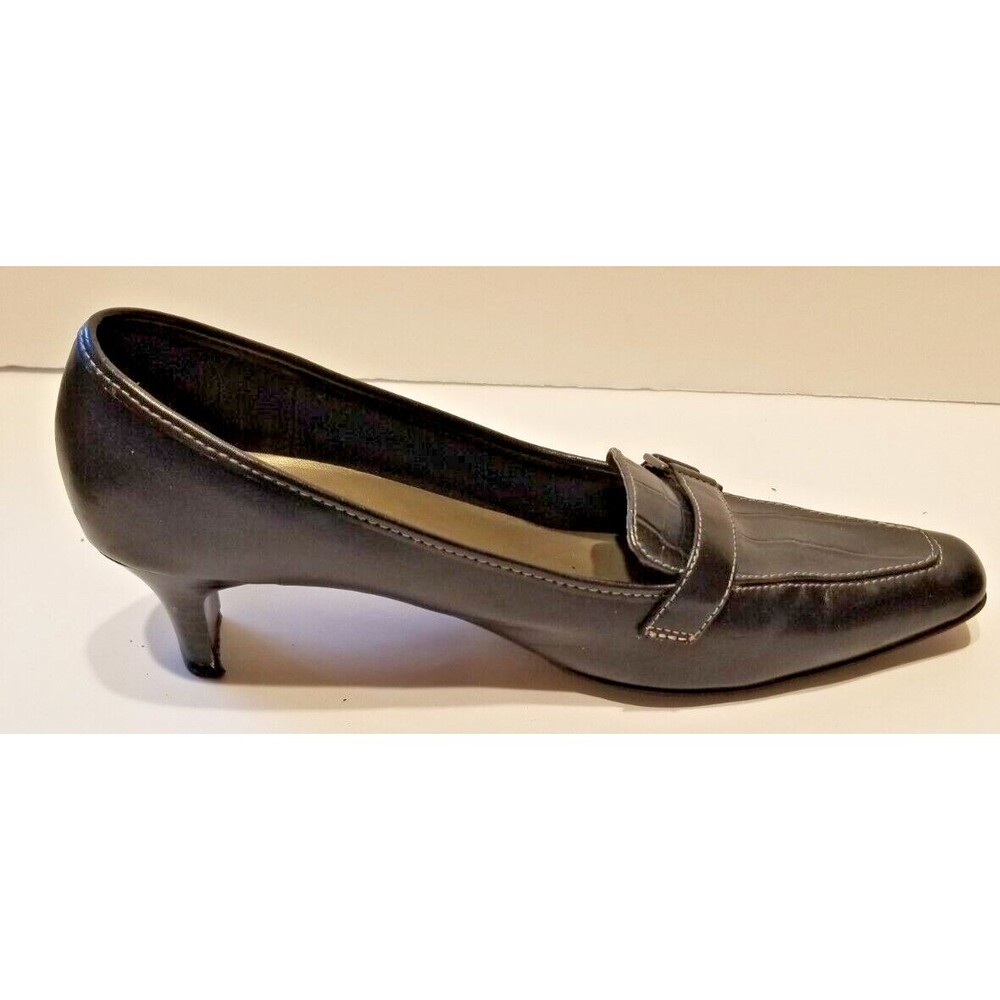 Women's Predictions Pump Heels Shoes Size 9 Black Faux Leather Look Buckle Accen